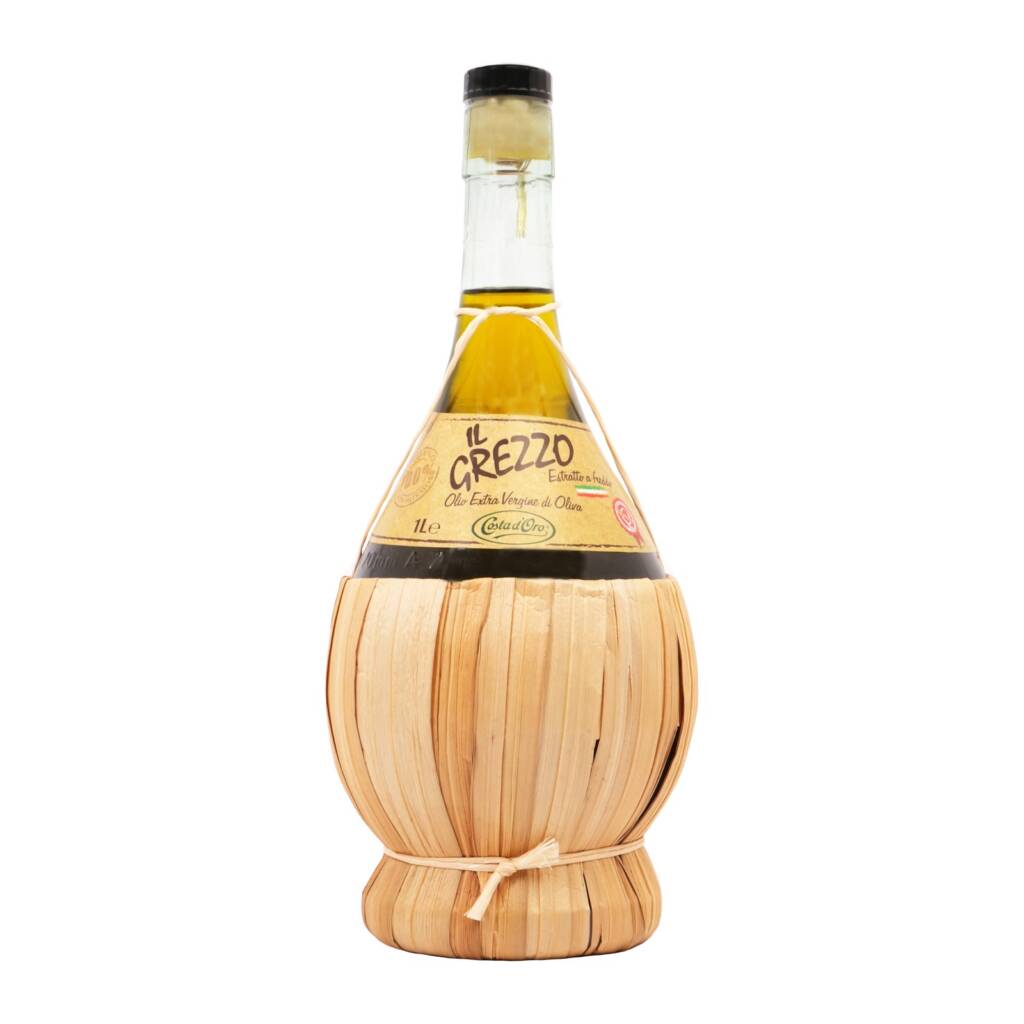 Il Grezzo Unfiltered Extra Virgin Olive Oil 1 L Straw Flask