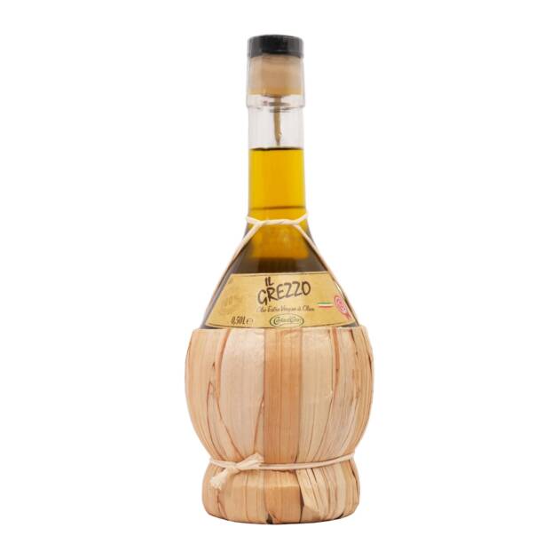 Il Grezzo Unfiltered Extra Virgin Olive Oil 500 ml Straw Flask